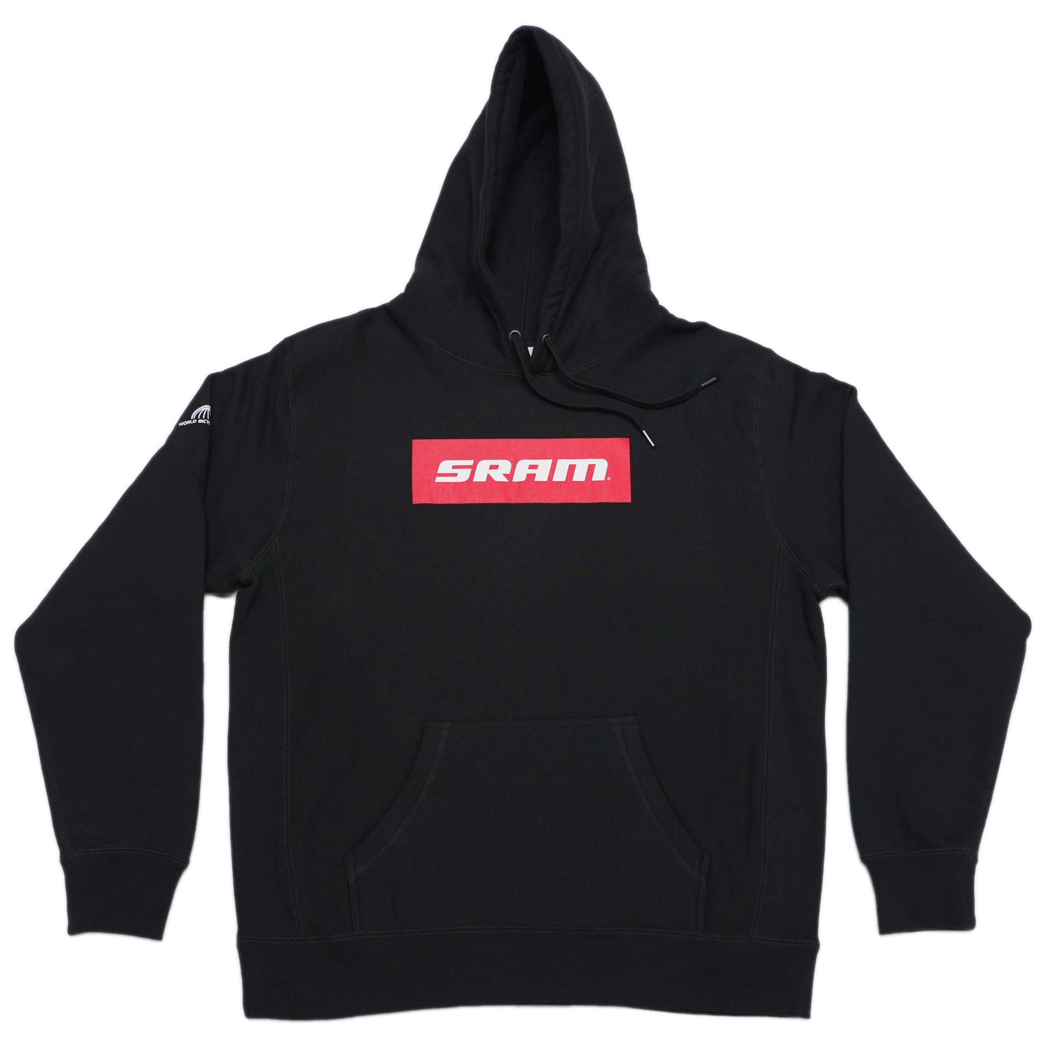 Red on white store box logo hoodie